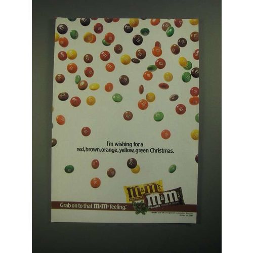 1987 M&M's Candies Ad - I'm Wishing For a Red, Brown, Orange Christmas