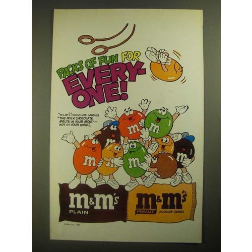 1987 M&M's Candies Ad - Packs of Fun for Everyone - Gymnastics