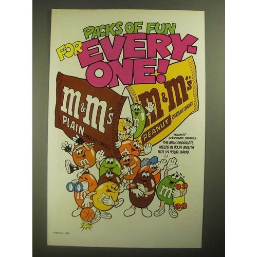 1987 M&M's Candies Ad - Packs of Fun for Everyone - Sports