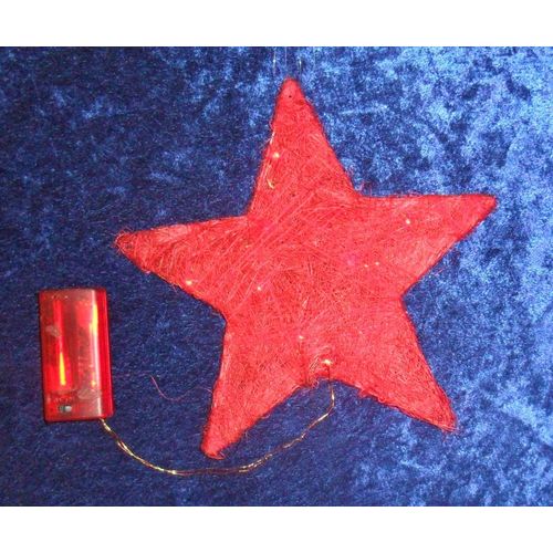 Sterne, 2St.Ø20cm,Natur-Sisal, Dekostern,rot, LEDs