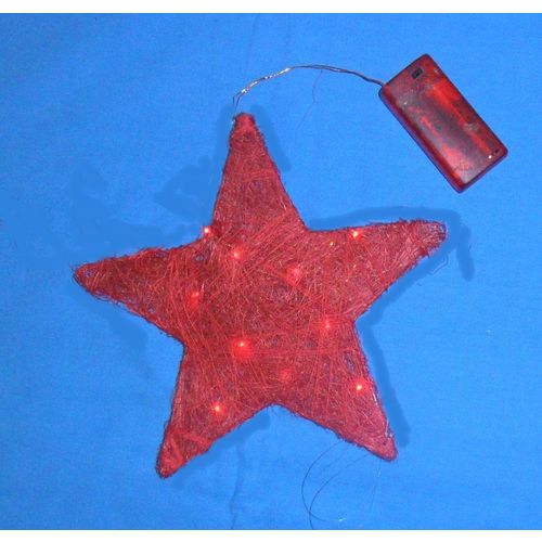 Sterne, 2St.Ø20cm,Natur-Sisal, Dekostern,rot, LEDs