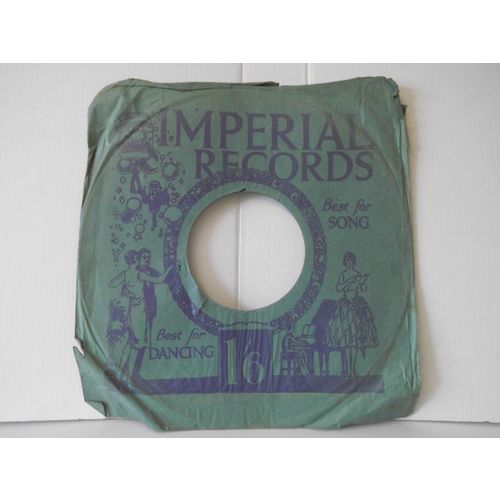 1930s VINTAGE 10" RECORD SLEEVE. IMPERIAL RECORDS. AGE RELATED WEAR.very good