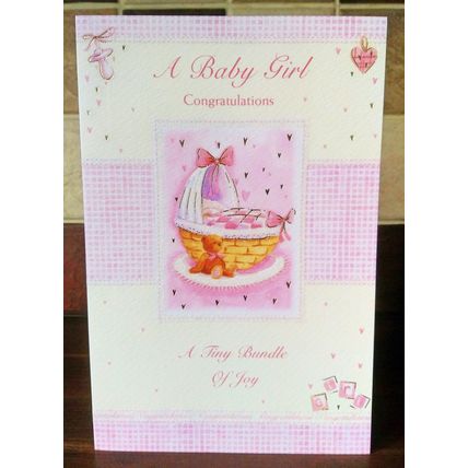 New Baby Card - Baby Girl - Glitter Card - 002