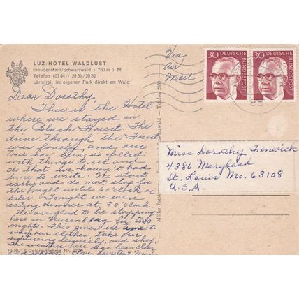 Luz Hotel Waldlust Germany Postcard posted VGC
