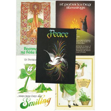 6x4 Continental size printed postcard St Patrick's Day Greetings x5