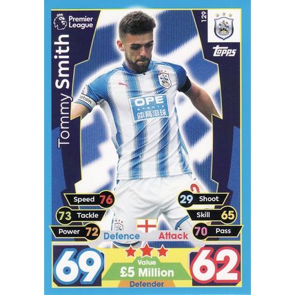Match Attax 2017/2018 129 Tommy Smith Huddersfield Town
