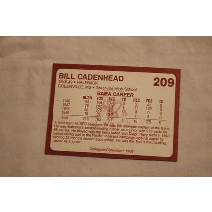Bill Cadenhead 1989 Collegiate Collection Alabama's Finest NO. 209