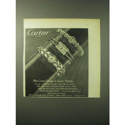 1948 Cartier Ladies' Watches Advertisement - New Cartier Designs