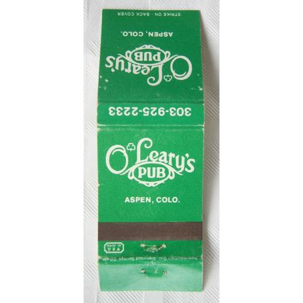 Matchbook Cover O'Leary's Pub, Aspen, Colorado