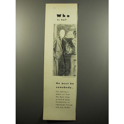 1950 Lord & Taylor Lebow Suit Ad - Who is he?