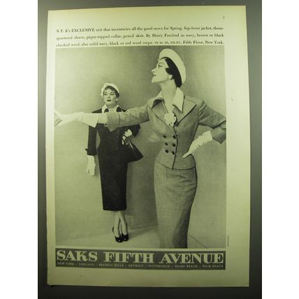 1950 Saks Fifth Avenue Suit by Harry Frechtel Advertisement - photo by Wenczel