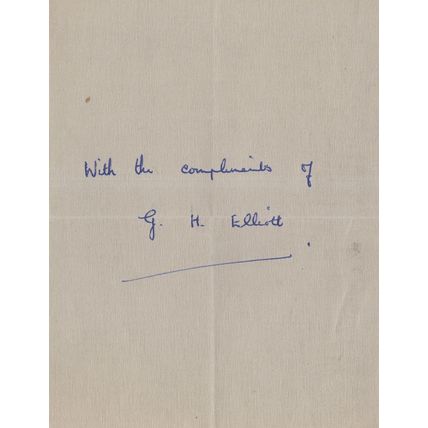 GH Elliott Music Hall Singer Hand Signed Letter