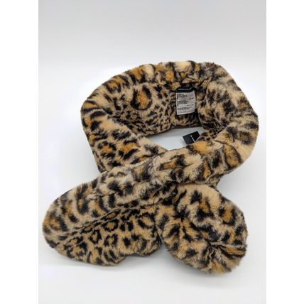 INC International Concepts Womens faux-fur pull-through scarf Leopard One Size