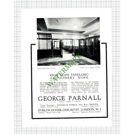 SS Oronsay Ship / George Parnall London Joinery Advert - 1927 Print / Cutting