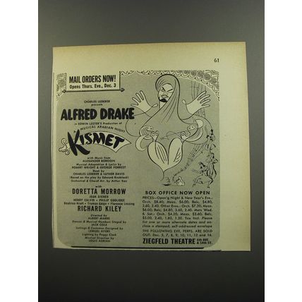 1953 Kismet Musical Play Advertisement - Mail orders now!