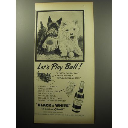 1954 Black & White Scotch Ad - Let's Play Ball