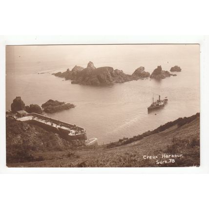 Paddle Steamer in Creux Harbour Sark Postcard Channel Islands