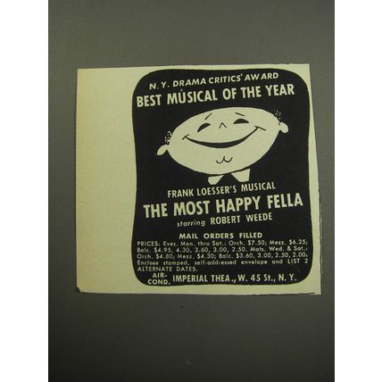 1957 The Most happy Fella Play Ad - N.Y. drama critics' award best musical
