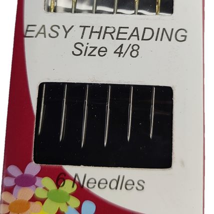 Easy Threading Sewing Needles 6 Pack Size 4/8 Self Thread Carded Sew Me JJ2