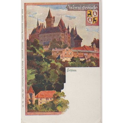 Wernigerode Schloss Gruss Aus Style German Painting Old Postcard