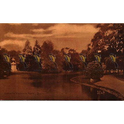 Lake in Victoria Park, Bath, Somerset, Delittle, Fenwick Postcard, 1906