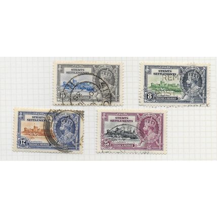 STRAITS SETTLEMENTS 1935 KG5 SILVER JUBILEE WINDSOR CASTLE SET USED SG259 258