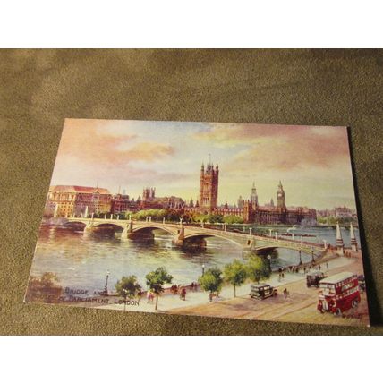 1930s Postcard - Westminster Parliament, London - Artist Brian Gerald / A53