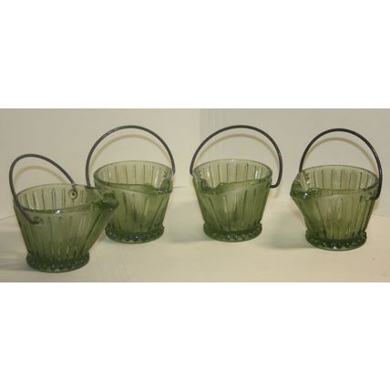 Vintage Hazel Atlas Lot of 4 Coal Bucket Avocado Green Ashtrays