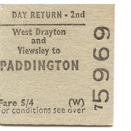B.T.C. Edmondson Ticket - West Drayton & Yiewsley to Paddington