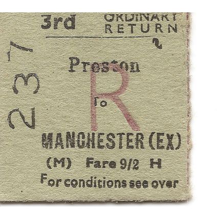 B.R. Edmondson Ticket - Preston to Manchester Exchange