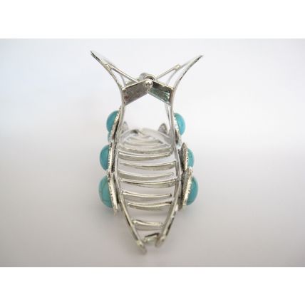 Large silver turquoise blue stone metal southwestern hair claw clip