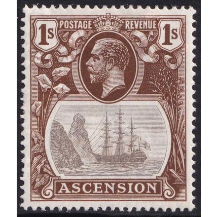 Ascension Island KGV 1924-33 1s Grey-Black Brown Ship SG18 Mint MH