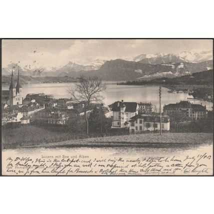 Luzern mit See und Alpen, 1903 - Gabler AK