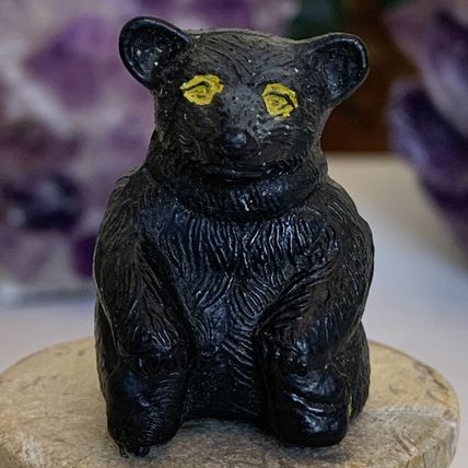 Vintage Black Forest Bear W Yellow Eyes Plastic Figure Toy JC Hong Kong 1 3/8"