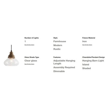 LALUZ Tyrenia 7.5" 1-Light Black Birchwood Mini Pendant w/ Clear Glass Shade
