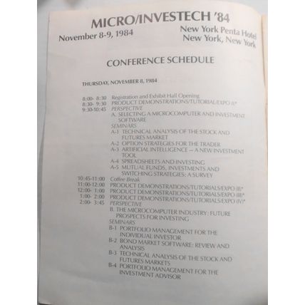 Micro Invest/Tech '84 - Program - November 8-9, 1984. New York City.