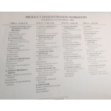 Micro Invest/Tech '84 - Program - November 8-9, 1984. New York City.