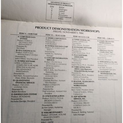 Micro Invest/Tech '84 - Program - November 8-9, 1984. New York City.