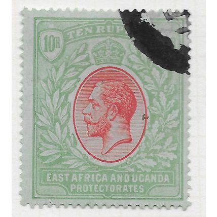 EAST AFRICA UGANDA PROTECTORATE KG5 10R 1913 WMK MCA SG58 58 SG USED