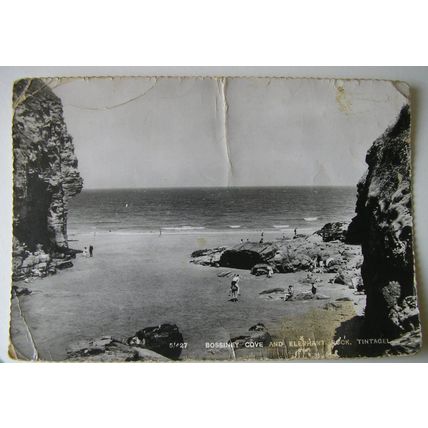 old postcard Bossiney Cove & Elephant Rock Tintagel