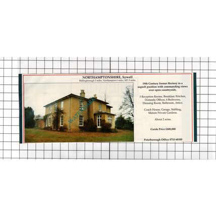 Sywell Northamptonshire Rectory House Sale Advert - 1991 Cutting