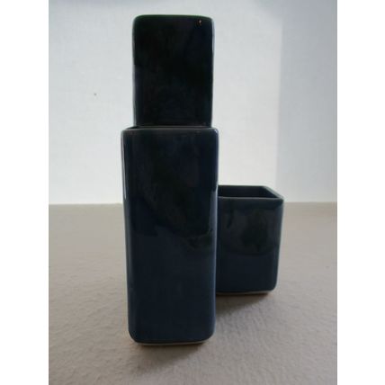 Cornish Lamorna Pottery desk tidy, blue colourway