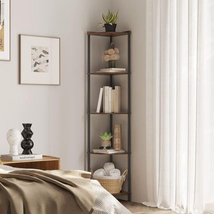 SUNMORY 5 Tier Corner Shelf Stand,Industrial 65" Corner Shelves Display Shelf fo