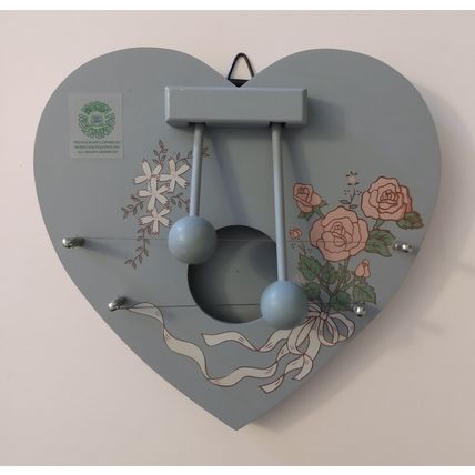 BLUE HEART SHAPED DOOR HARP with FLORAL ROSE & RIBBON DESIGN