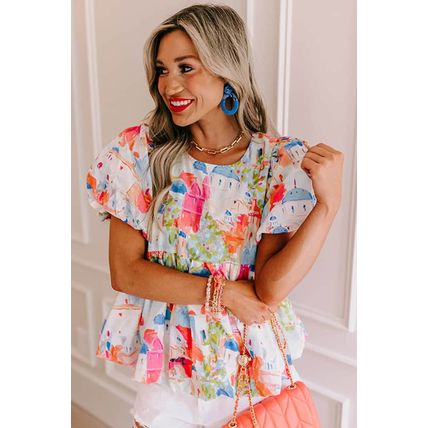 Sky Blue Parisian Avenue Babydoll Top