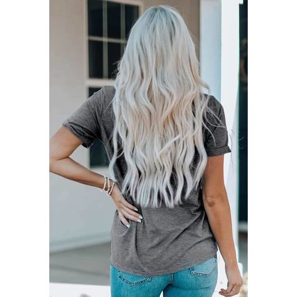 Gray Easter Eggs Print Crew Neck T Shirt