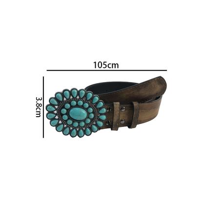 Light Blue Western Turquoise Decor Retro Wide Belt
