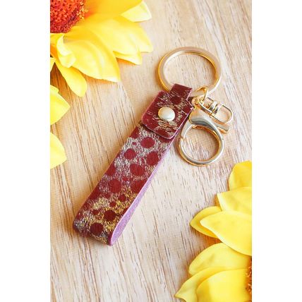 Red Dahlia Western Fashion Leather Ornament Key Ring
