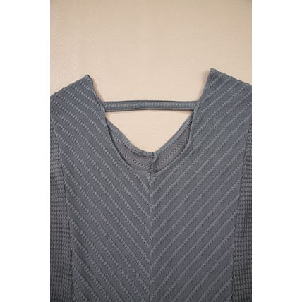 Sleet V Neck Chevron Texture Patchwork Long Sleeve Knit Top