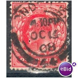 GB stamps 1902-10 KEV11 - 1d SG219 London 52